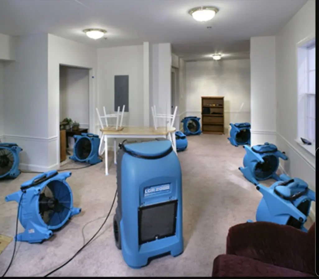 Air movers and dehumidifier setup for Water Extraction & Removal in Sarasota